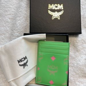 MCM Card Case Green Pink New NWT NIB